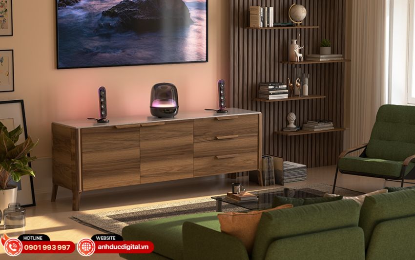 Hiệu ứng đèn RGB đa sắc trên loa SoundSticks 5 tạo không gian sống động