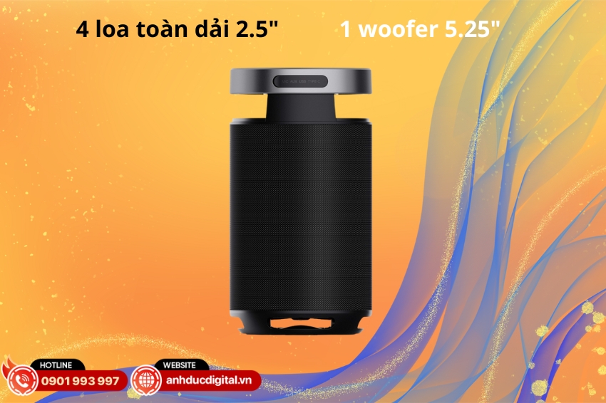Cấu hình loa Alpha Works Studio 110 gồm 1 woofer 5.25 inch và 4 loa toàn dải 2.5 inch