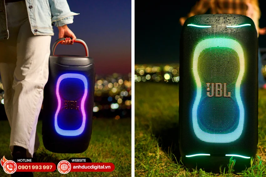 Loa JBL PartyBox 130 sở hữu thiết kế di động với tay cầm gập công thái học