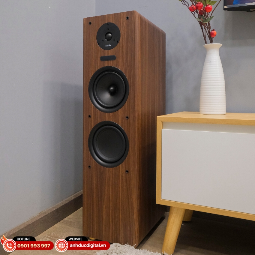 Thiết kế vân gỗ Walnut cao cấp giúp loa Kadma BS66 hài hòa với không gian phòng khách hiện đại