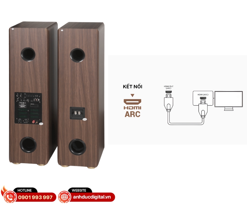 Loa Kadma BS66 hỗ trợ Bluetooth 5.3, HDMI ARC, Optical, USB và AUX, dễ dàng kết nối với TV, điện thoại, laptop