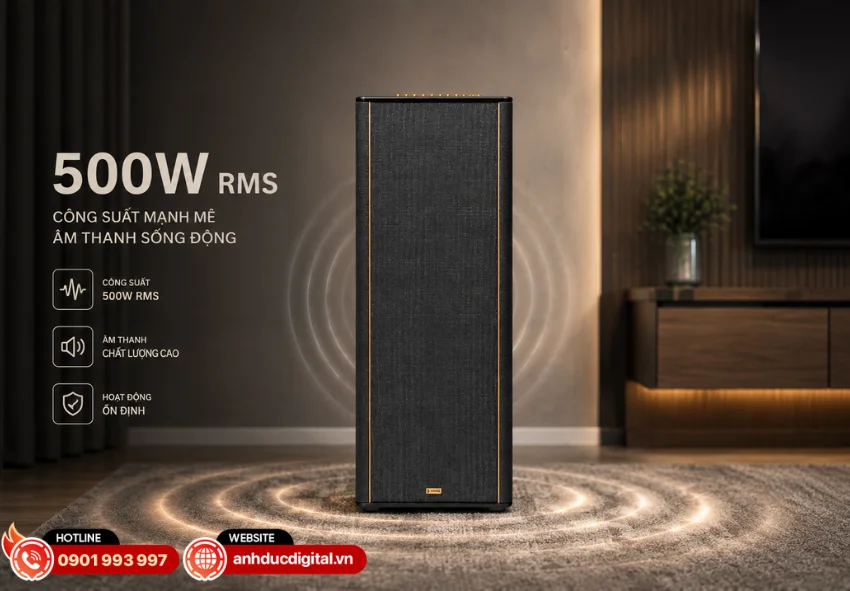 Kadma KF670 sở hữu c&ocirc;ng suất thực 500W RMS