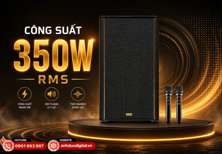 Kadma KF950 được trang bị c&ocirc;ng suất thực l&ecirc;n đến 350W RMS