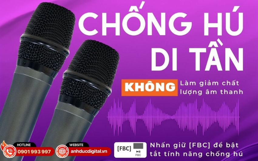 Acnos Acoustic 3 Compact được tích hợp công nghệ chống hú di tần FBC và ENHANCER