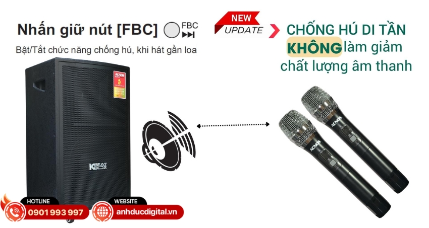 Loa Acnos CB31 được t&iacute;ch hợp t&iacute;nh năng chống h&uacute; di tần FBC