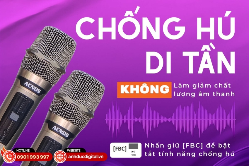 Loa Acnos CS201 Plus được trang bị công nghệ chống hú di tần