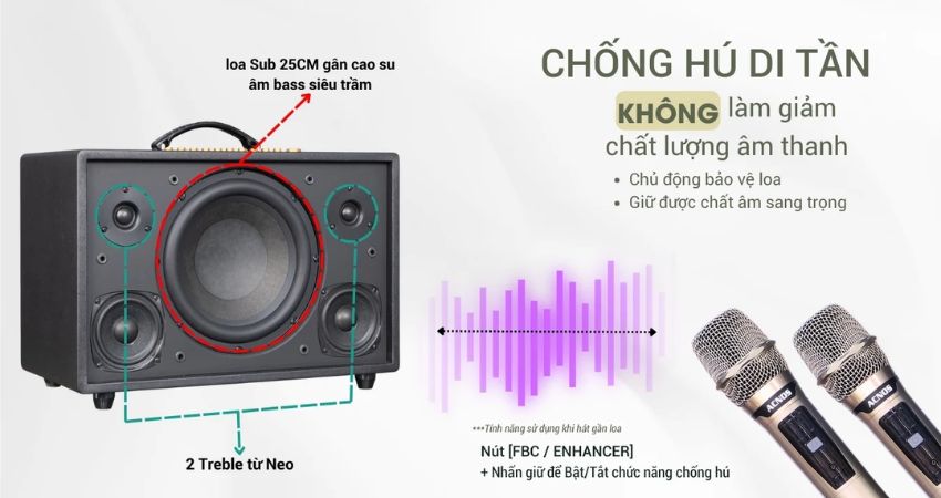 Tính năng chống hú của acnos cs3600 pro