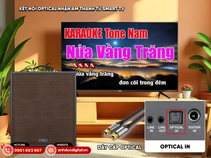 Acnos CS550 Gen2 hỗ trợ công nghệ Bluetooth 5.0 và trang bị cổng Optical IN giúp nhận âm thanh trực tiếp từ Smart TV