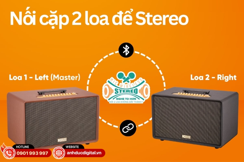 Loa Acnos Flac 36 Ultimate cho ph&eacute;p gh&eacute;p đ&ocirc;i Micro Wireless Stereo ho&agrave;n to&agrave;n kh&ocirc;ng d&acirc;y