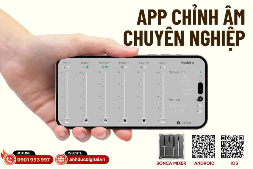 Acnos Harmony V26 hỗ trợ kết nối với ứng dụng SONCA Mixer để điều khiển từ xa