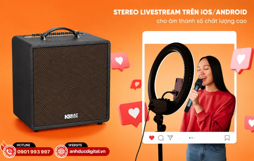 Loa Acnos QUAD 68 Pro hỗ trợ tính năng livestream Stereo OTG
