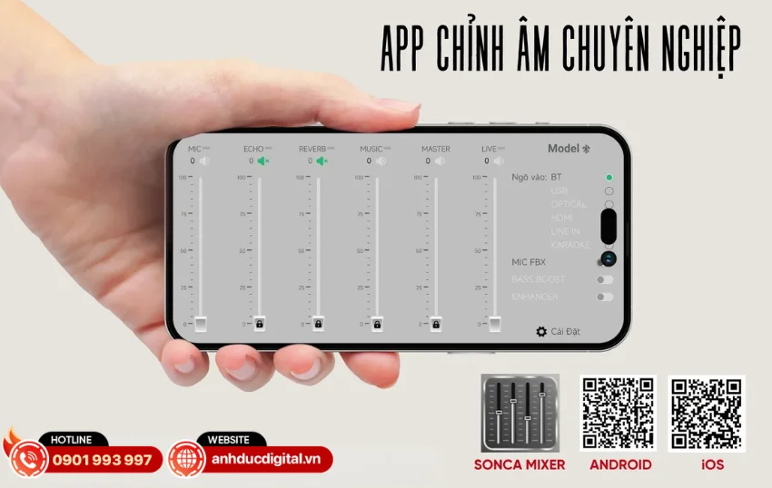 QUAD 68 Pro hỗ trợ ứng dụng SONCA Mixer giúp người dùng điều chỉnh các thông số âm thanh trực tiếp