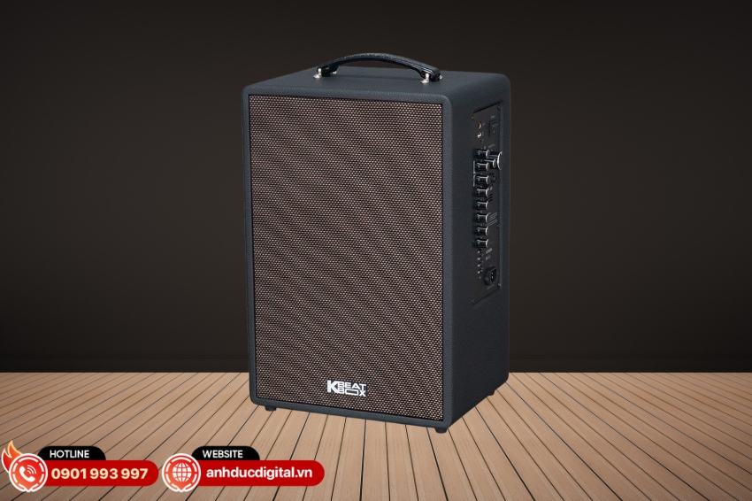 Loa Acnos Symphony sở hữu thiết kế th&ugrave;ng gỗ bọc da cao cấp