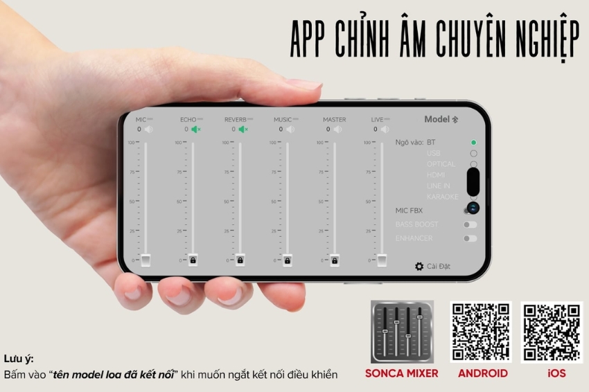 Acnos Symphony t&iacute;ch hợp vang số chỉnh cơ tr&ecirc;n app SONCA MIXER