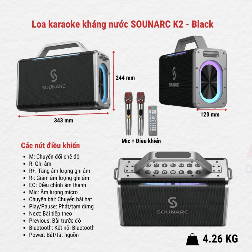 Loa karaoke kháng nước SOUNARC K2