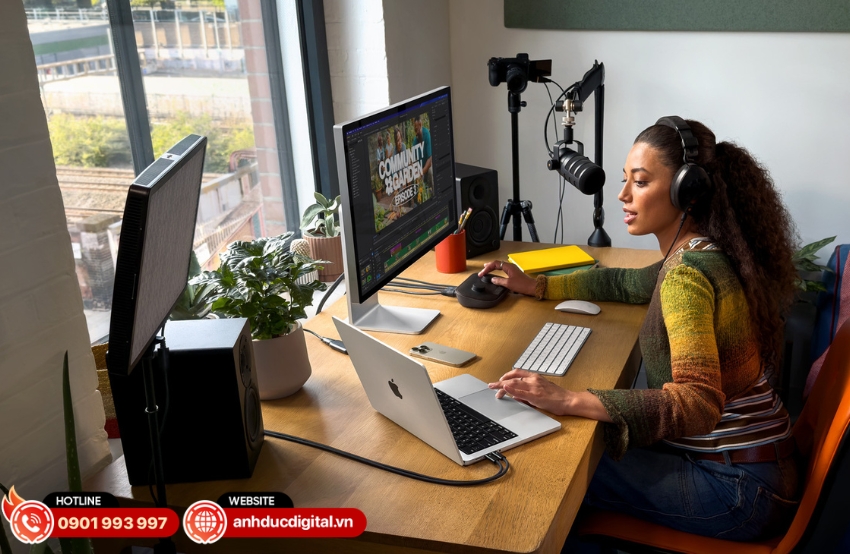 MacBook Pro M5 Pro được trang bị nhiều cổng kết nối mạnh mẽ nổi bật l&agrave; Thunderbolt 5