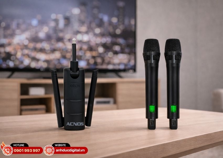 Trọn bộ micro Acnos Mi30X v&agrave; hộp thu thiết kế nhỏ gọn m&agrave;u đen