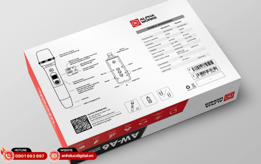 Bộ micro Alpha Works A6 kết nối loa kéo và loa bluetooth