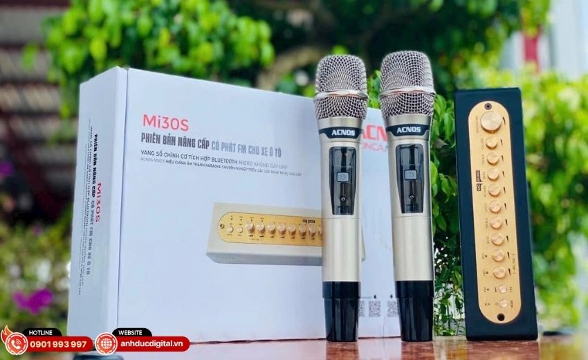 Micro Acnos Mi30S V2 tích hợp vang số, tinh chỉnh âm thanh qua ứng dụng và kết nối không dây với loa ô tô