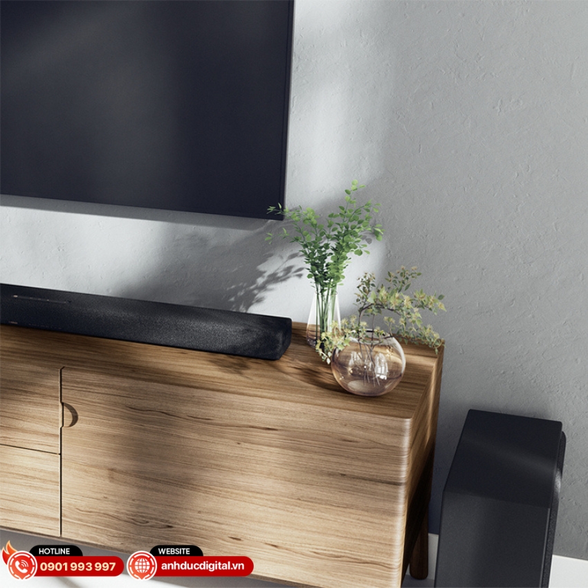 Soundbar Yamaha SR-X50A được thiết kế gọn gàng, sang trọng