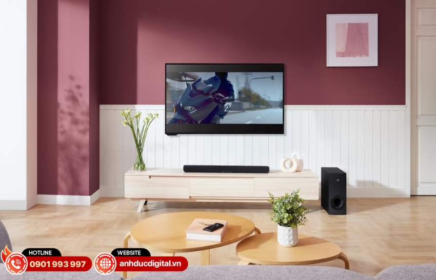 Loa Soundbar Yamaha SR-B40A thiết kế gọn gàng, dễ lắp đặt