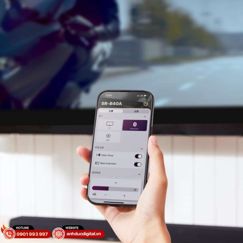 Loa Soundbar SR-B40A điều khiển trên smartphone