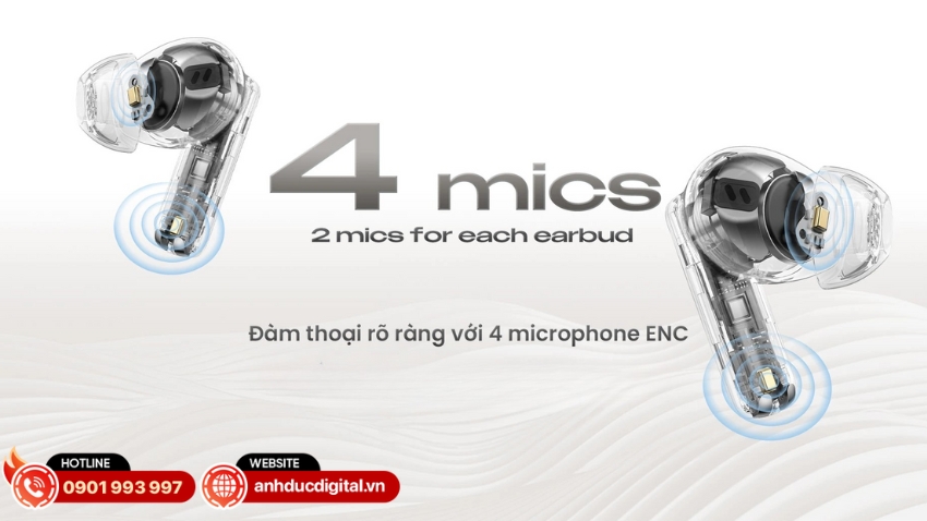 Alpha Works CURVE 300 sử dụng c&ocirc;ng nghệ khử ồn ENC với hệ thống 4 micro