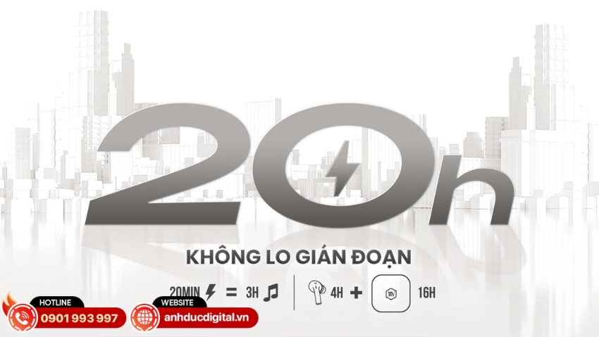 Tai nghe CURVE 300 cho thời gian nghe nhạc li&ecirc;n tục từ 4 đến 4.5 giờ