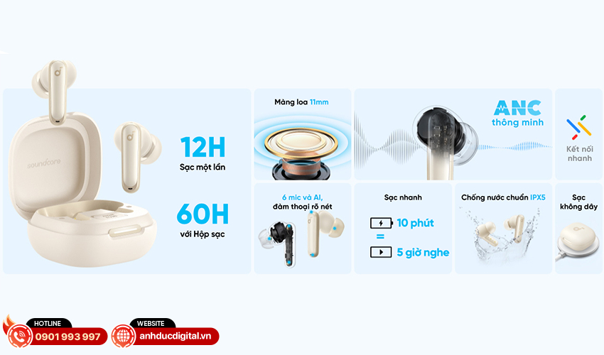 Tai nghe Anker Soundcore TWS P40i 11