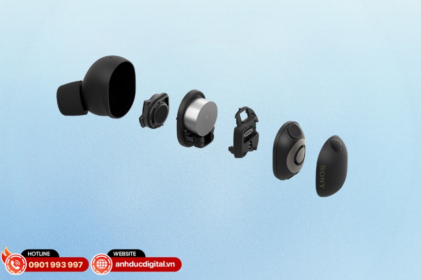 Tai nghe Sony WF-1000XM6 c&oacute; driver k&iacute;ch thước lớn gi&uacute;p tăng cường độ r&otilde; n&eacute;t