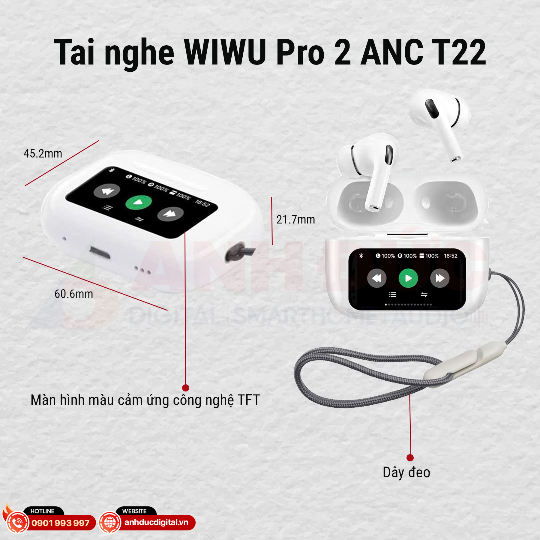 WIWU Pro 2 ANC T22 tổng quan