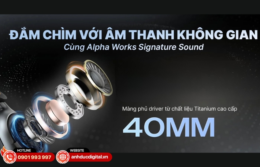 Alpha Works FLEX 688 sử dụng màng loa Titanium kích thước 40mm