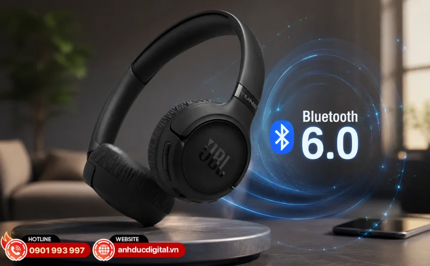 Tai nghe sử dụng Bluetooth 6.0 cho khả năng kết nối nhanh, ổn định v&agrave; tiết kiệm năng lượng