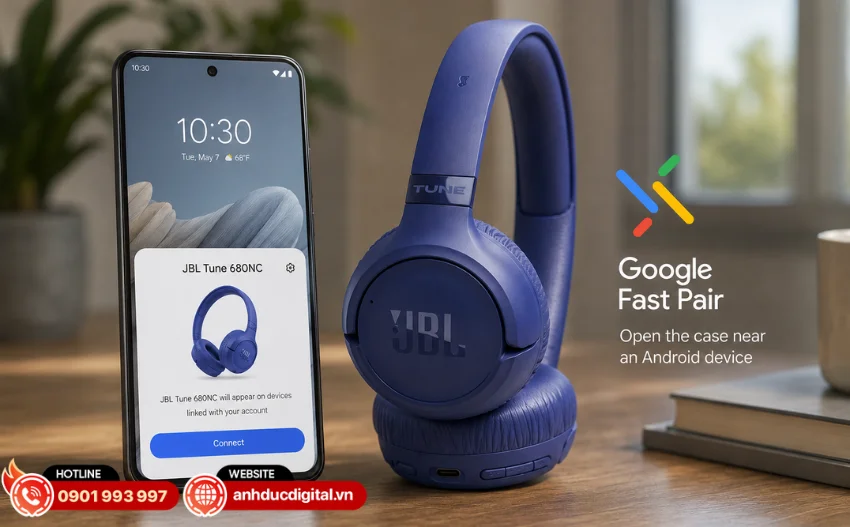 680NC hỗ trợ Google Fast Pair gi&uacute;p kết nối nhanh với thiết bị Android v&agrave; Microsoft Swift Pair