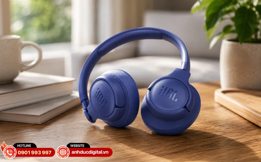 Tune 730BT thiết kế Over-ear với phần đệm tai mềm mại, &ocirc;m s&aacute;t, dễ gấp gọn