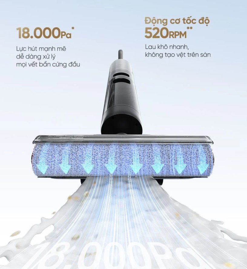 Lực hút 18.000 Pa mạnh mẽ 