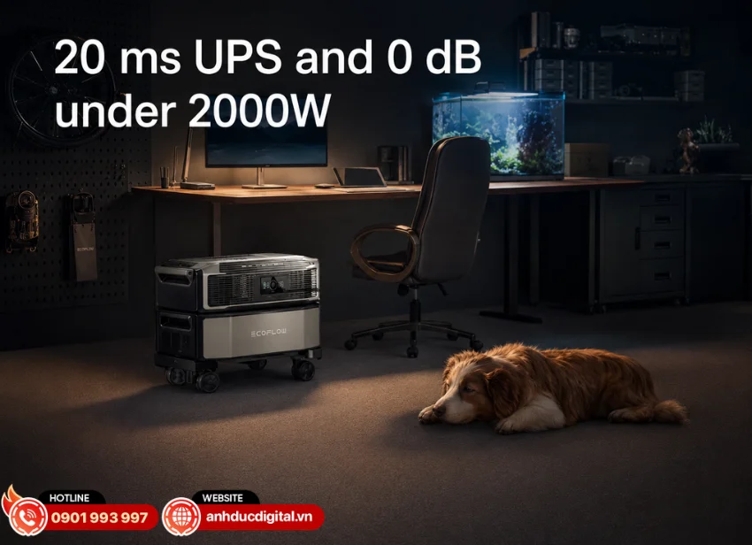 EcoFlow DELTA Pro Ultra Inverter được t&iacute;ch hợp c&ocirc;ng nghệ UPS với thời gian chuyển mạch dưới 20ms