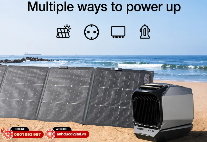 EcoFlow Wave 3 hỗ trợ nhiều phương thức sạc kh&aacute;c nhau
