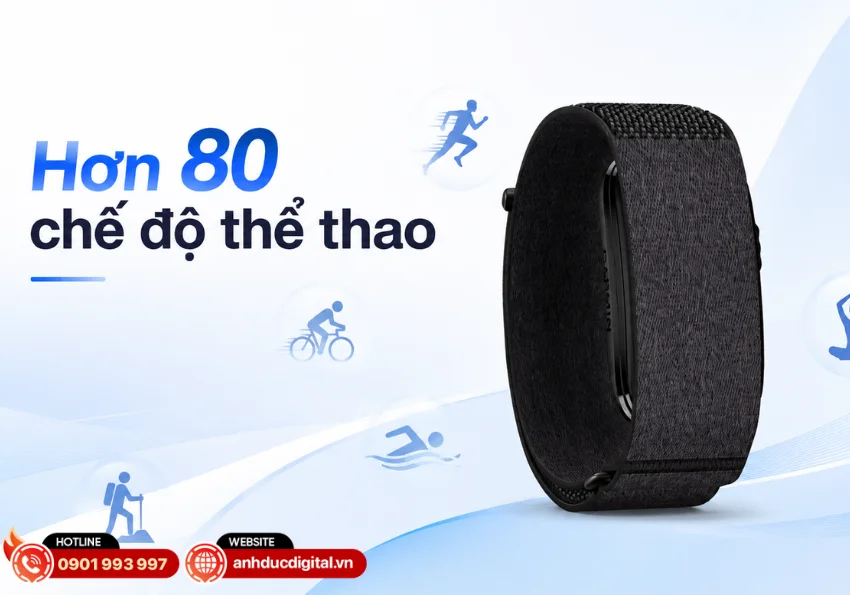 Garmin CIRQA hỗ trợ hơn 80 hoạt động thể thao như chạy bộ, đạp xe, bơi lội, gym, yoga và HIIT