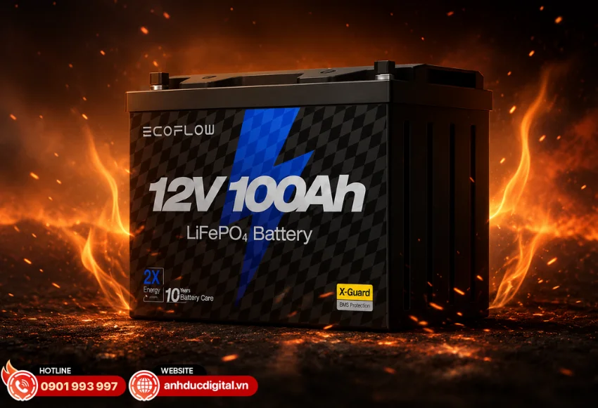 EcoFlow Lithium 12V 100Ah đạt chuẩn IP65 và đạt chuẩn chống cháy UL94 5VA