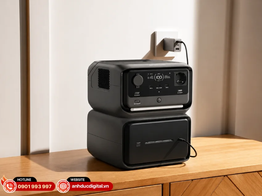 Pin mở rộng EcoFlow EB300 được trang bị cổng USB-C hỗ trợ cả sạc vào và sạc ra