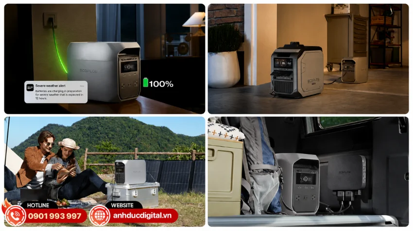 EcoFlow DELTA 3 Classic mang đến sự linh hoạt tối đa nhờ hỗ trợ nhiều phương thức nạp năng lượng