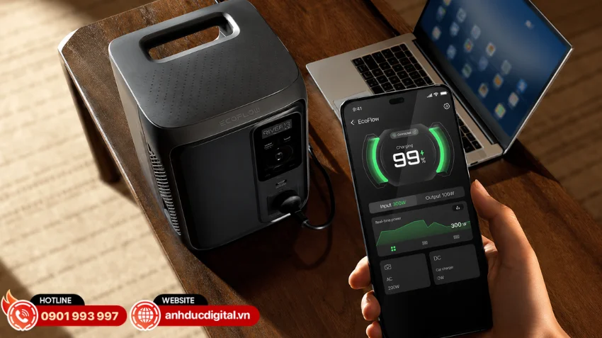 EcoFlow DELTA 3 Air 1000 hỗ trợ kết nối Wi-Fi và Bluetooth