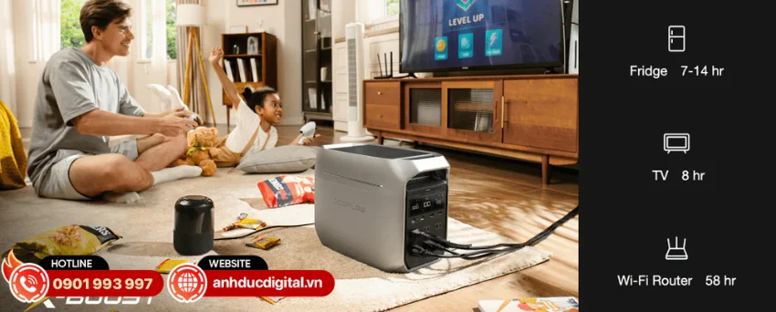 EcoFlow DELTA 3 Plus c&oacute; thể đ&aacute;p ứng nhu cầu sử dụng của hầu hết thiết bị điện gia dụng