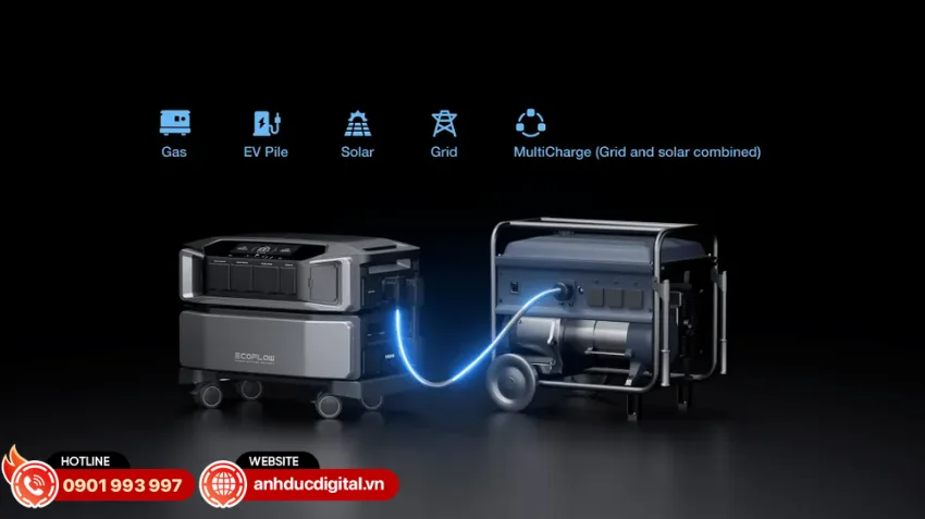 EcoFlow DELTA Pro Ultra hỗ trợ nhiều phương thức sạc kh&aacute;c nhau