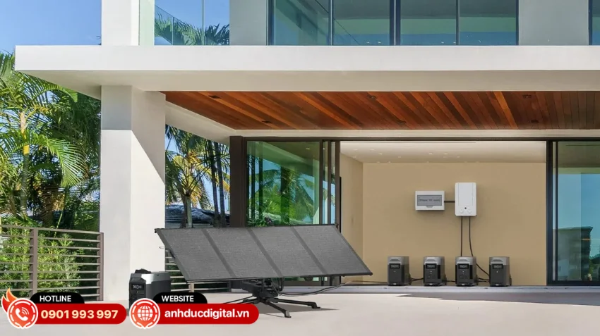 EcoFlow DELTA Pro có khả năng tích hợp với hệ sinh thái EcoFlow PowerStream để tận dụng năng lượng mặt trời