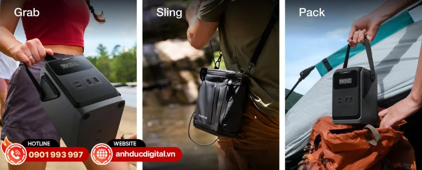 EcoFlow Trail 200 DC sở hữu kết cấu chắc chắn, hỗ trợ chống va đập trong qu&aacute; tr&igrave;nh di chuyển
