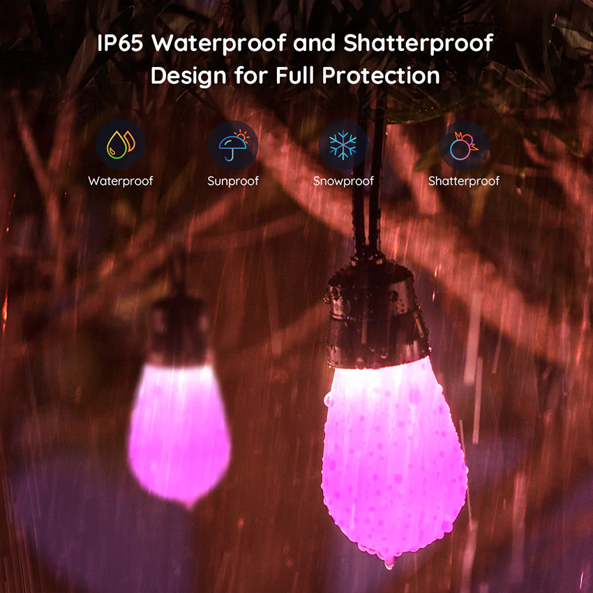 Govee RGBW 48ft Bluetooth & Wi-Fi Outdoor String Lights H7020v 6