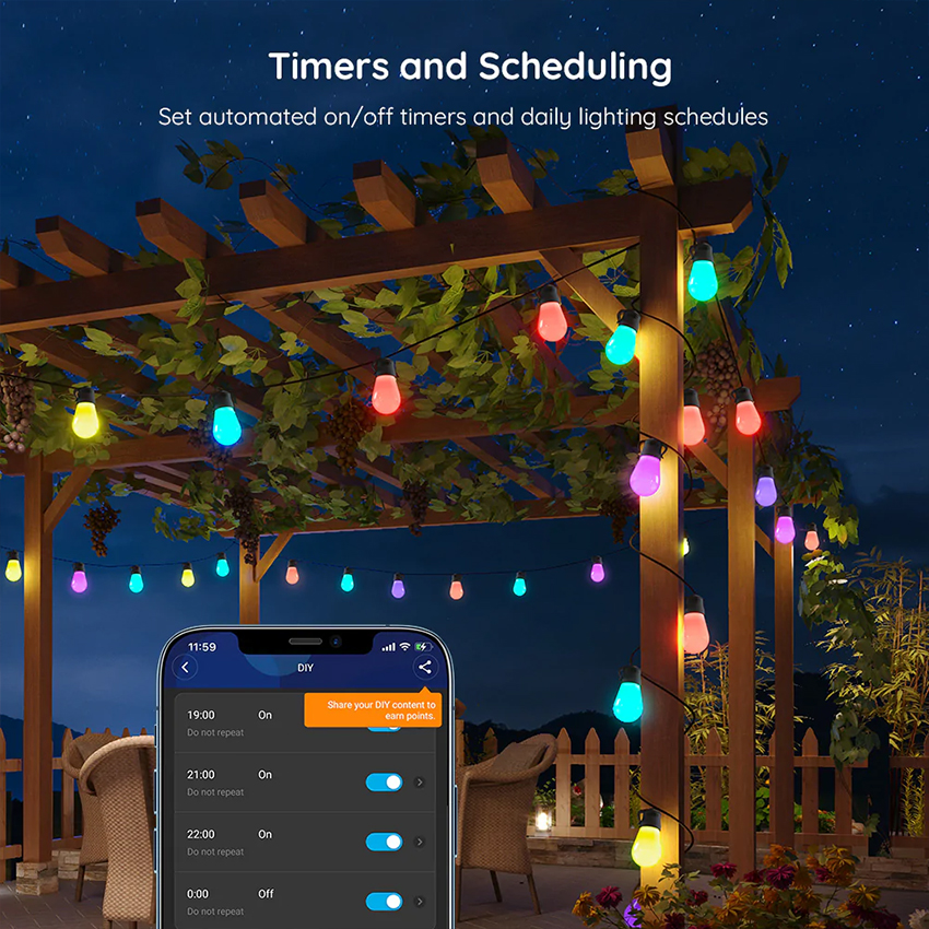 Govee RGBW 48ft Bluetooth & Wi-Fi Outdoor String Lights H7020 3