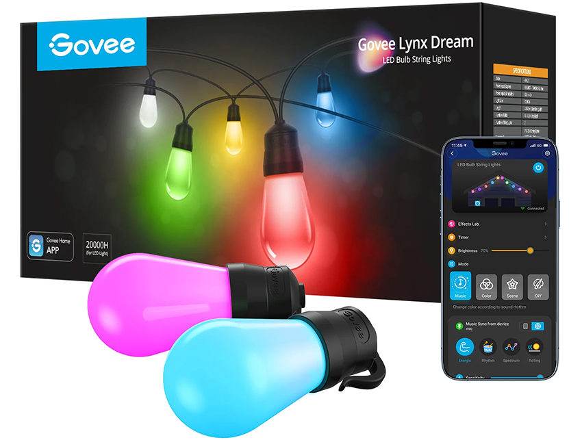 Govee RGBW 48ft Bluetooth & Wi-Fi Outdoor String Lights H7020 5